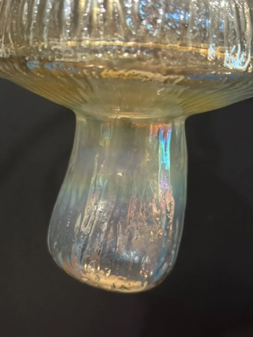 Glass Ribbed Iridescent 4" Mushroom Ornament - Picture 5 of 6